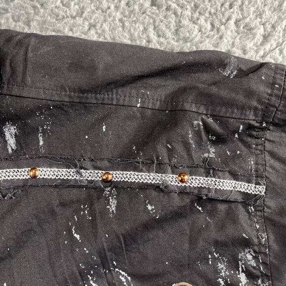BROOKLYN EXPRESS SHIRT MENS XL BLACK DRAGON SPLATTER STUDDED BUTTON Y2K 2 SIDED - Picture 3 of 9
